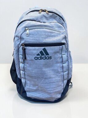 Adidas Defender Backpack Gray Navy Heather School Gym Laptop Travel Bag